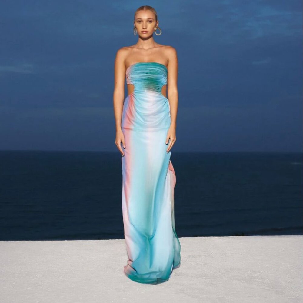 Baobab Lila Misty Blue Strapless Dress